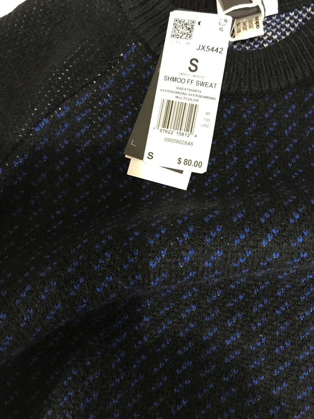 Adidas Men's Shmoofoil Sweater Black and Navy Crewneck Sweater